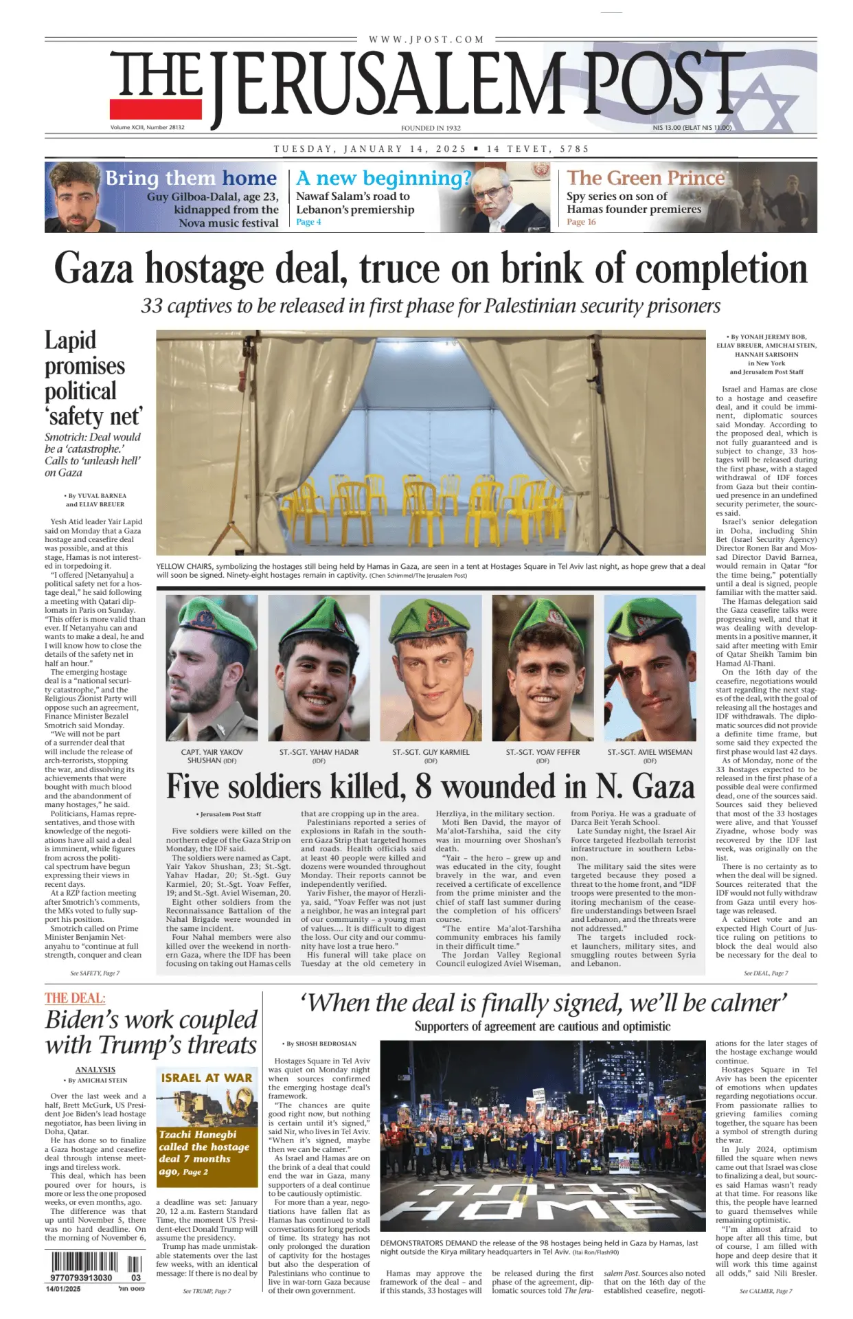 Prima-pagina-the jerusalem post-edizione-di-oggi-14-01-2025